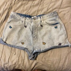 High waisted denim shorts